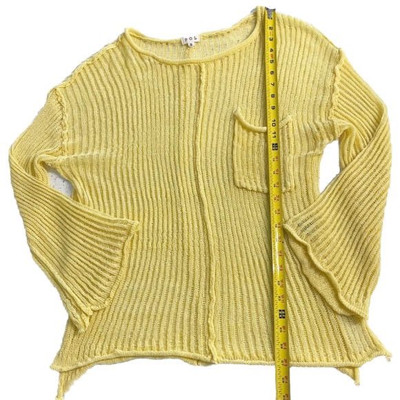 POL Loose Fit See-Through Boat Neck Sweater Women’s S Yellow - Picture 10 of 11